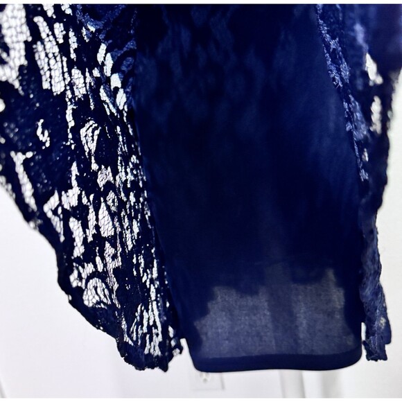 Joseph Ribkoff Women's Navy Blue Double V Neck Sleeveless Lace Midi Dress Sz 10 - Picture 2 of 16